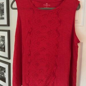 Talbots Woman's Tank Top, Embroidered Round Neck Pullover